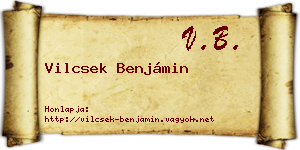 Vilcsek Benjámin névjegykártya